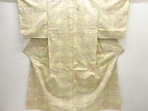 アンティーク　松皮菱に笹模様織り出し手織り紬着物